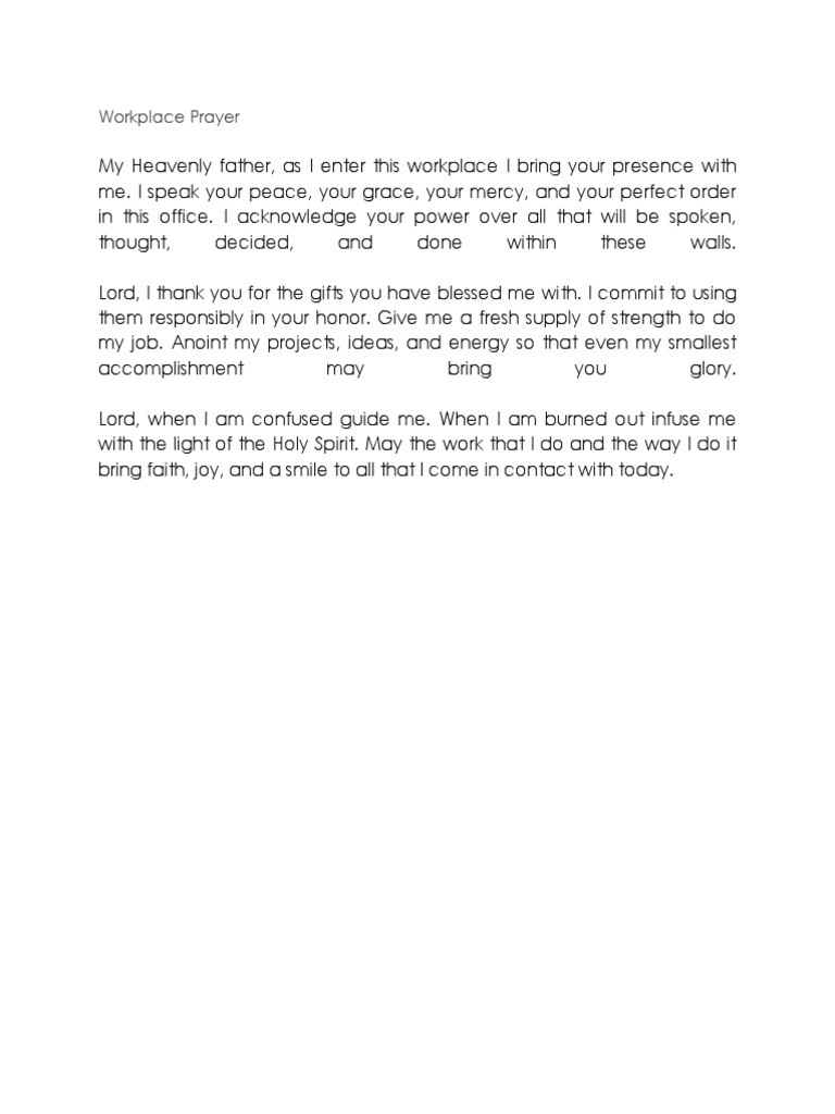 Prayer for Peace at Work | PDF