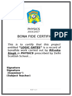 Bona Fide Certificate: Physics