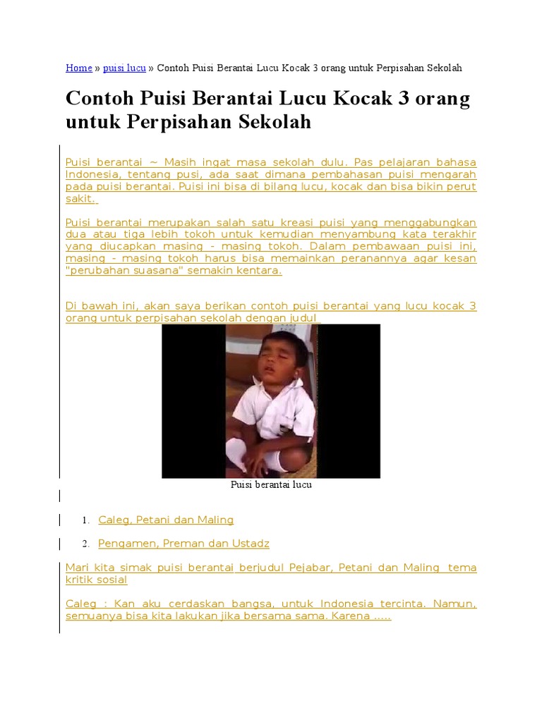 Contoh Puisi Berantai Lucu 2 Orang KT Puisi