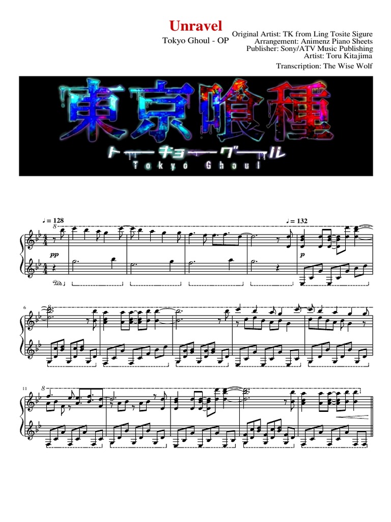Unravel - Tokyo Ghoul - Piano - VideoScore PDF | PDF