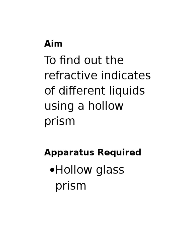 Refractive Index of Liquids via Hollow Prism | PDF | Teaching Methods ...