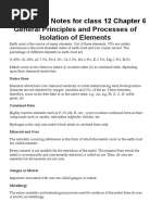 Chemistry Notes For Class 12 Chapter 6 General Principles and Processes of Isolation of Elements