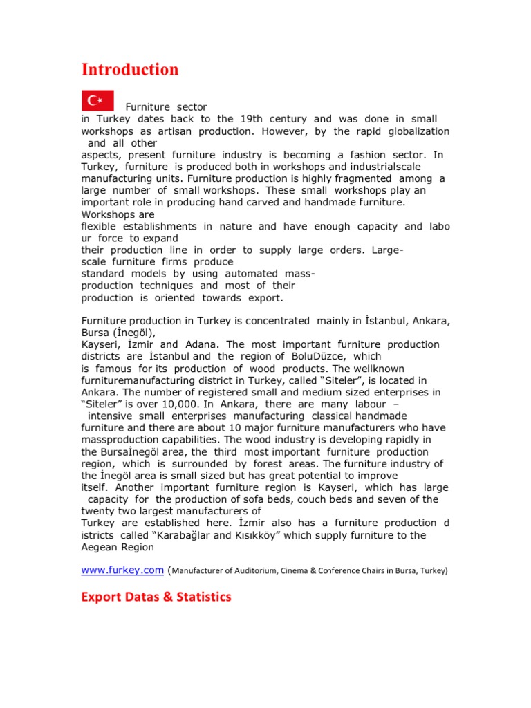 Furniture Industry in Turkey | Furniture | Industries