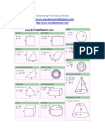 Geometry Formulas Sheet