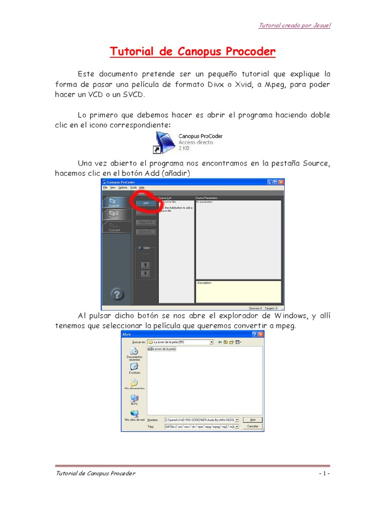 Tutorial de Canopus Procoder Download Free PDF Medios de