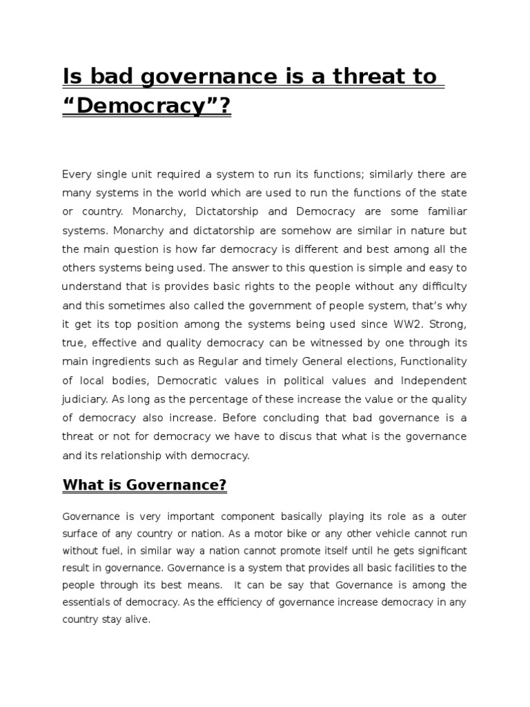 Is Bad Governance Is A Threat To PDF