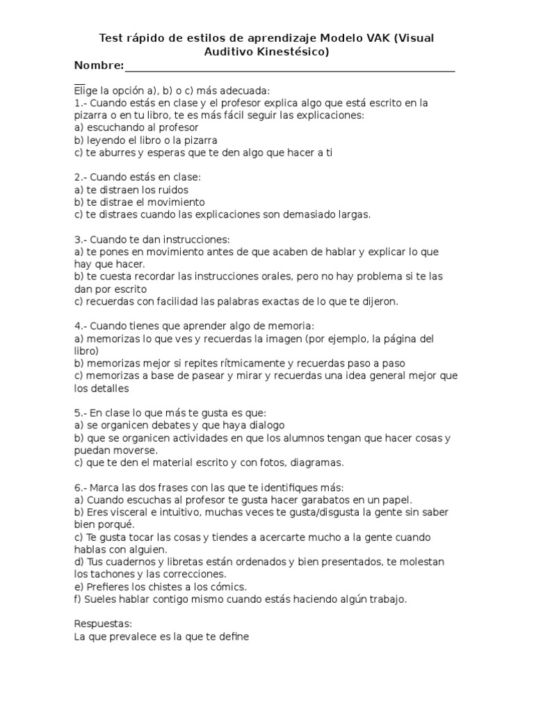 Estilos de Aprendizaje | PDF | Artes del Lenguaje y Comunicación