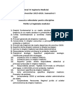 Tematica referate IV Ingineria  mediului Disciplina Politici si legislatia mediului.doc