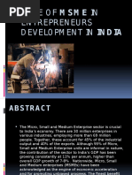 Role of MSME in Entrepreneurs Development in India