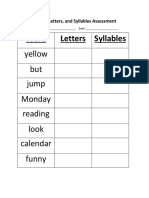 Words Letters Syllables Test