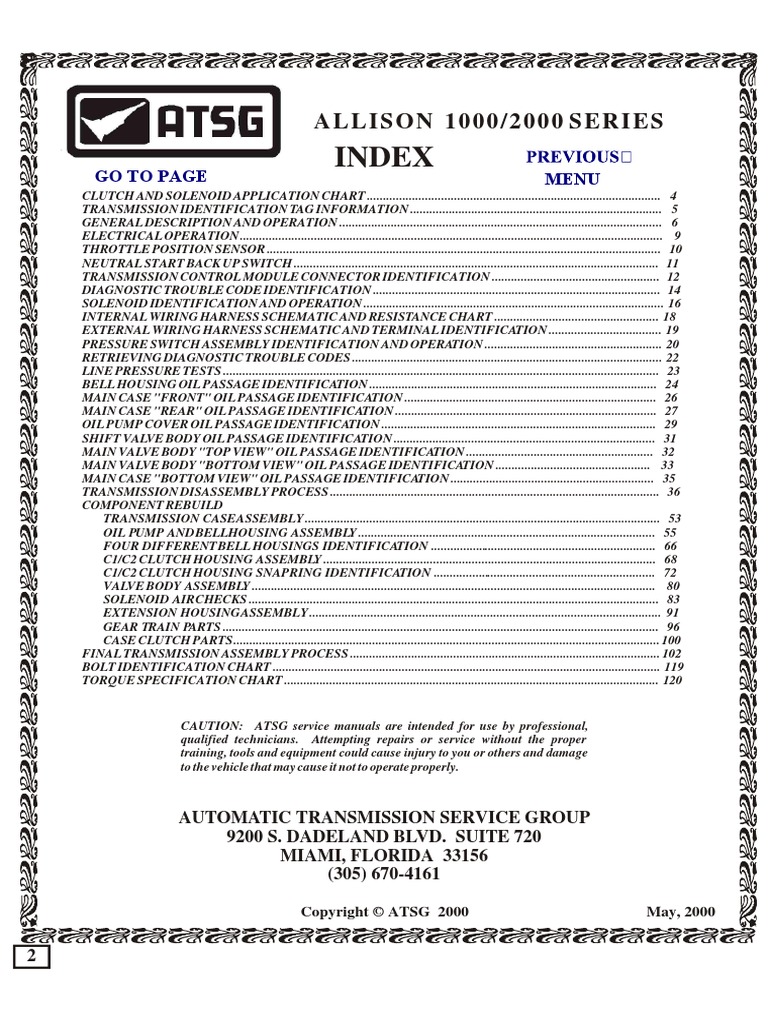 Index: ALLISON1000/2000SERIES | PDF