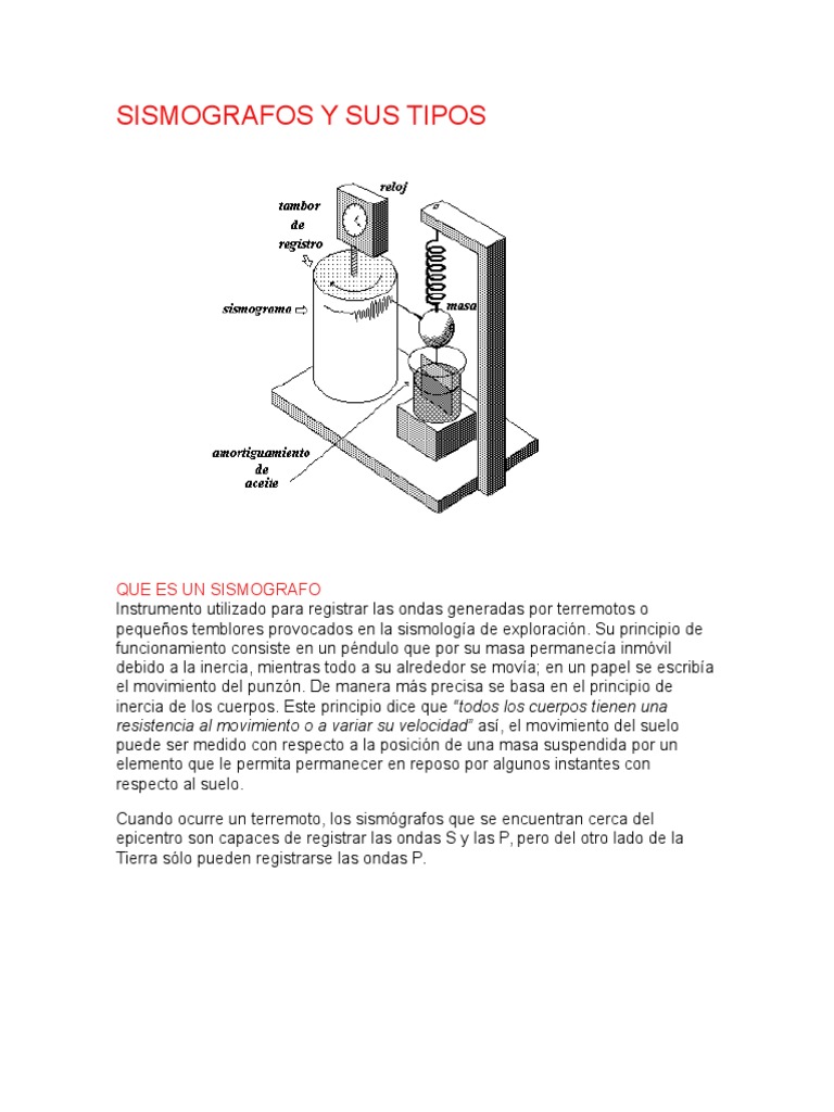 Sismografos y Sus Tipos | PDF | Física | Física Aplicada e  Interdisciplinaria, image size:768x1024