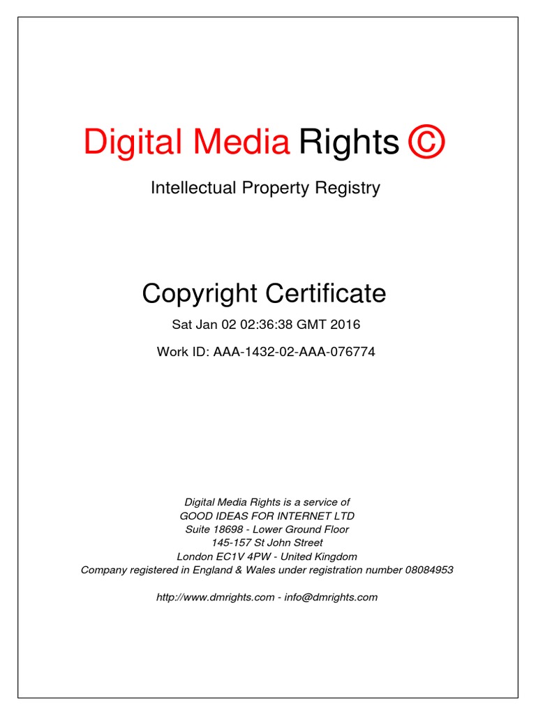 Dm Rights Authorship Certificate | Public Key Certificate | Copyright