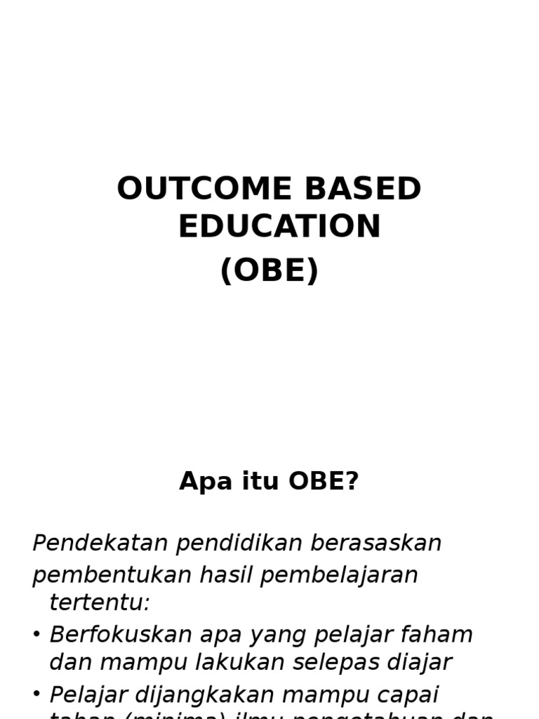 Outcome Based Education (Obe) | PDF