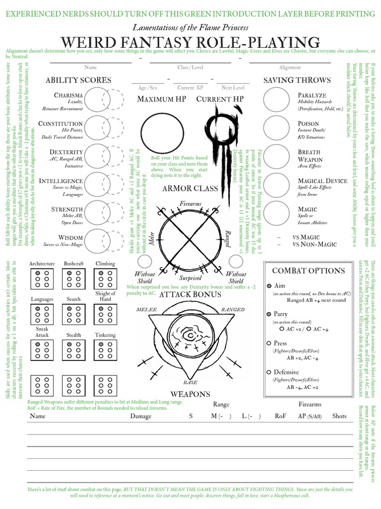 LotFP Character Sheet As Conceived by Last Gasp | PDF | Role Playing ...