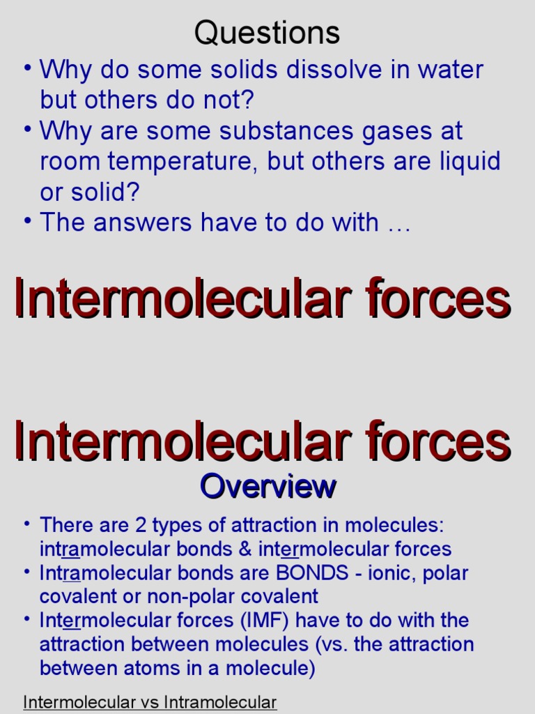 Overview of Intermolecular Forces | PDF | Intermolecular Force ...