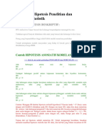 CONTOH Hipotesis Penelitian Dan Hipotesis Statistik