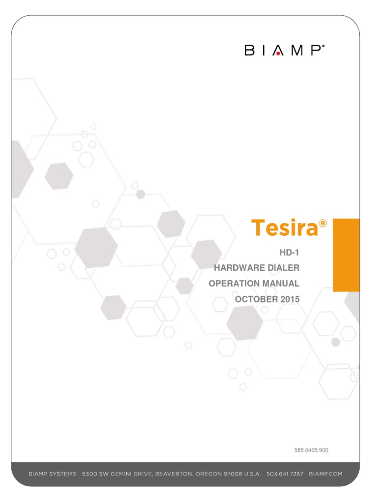 Biamp Manual Tesira Hd-1 Oct15-1 | PDF | Computer Network | Electrical ...
