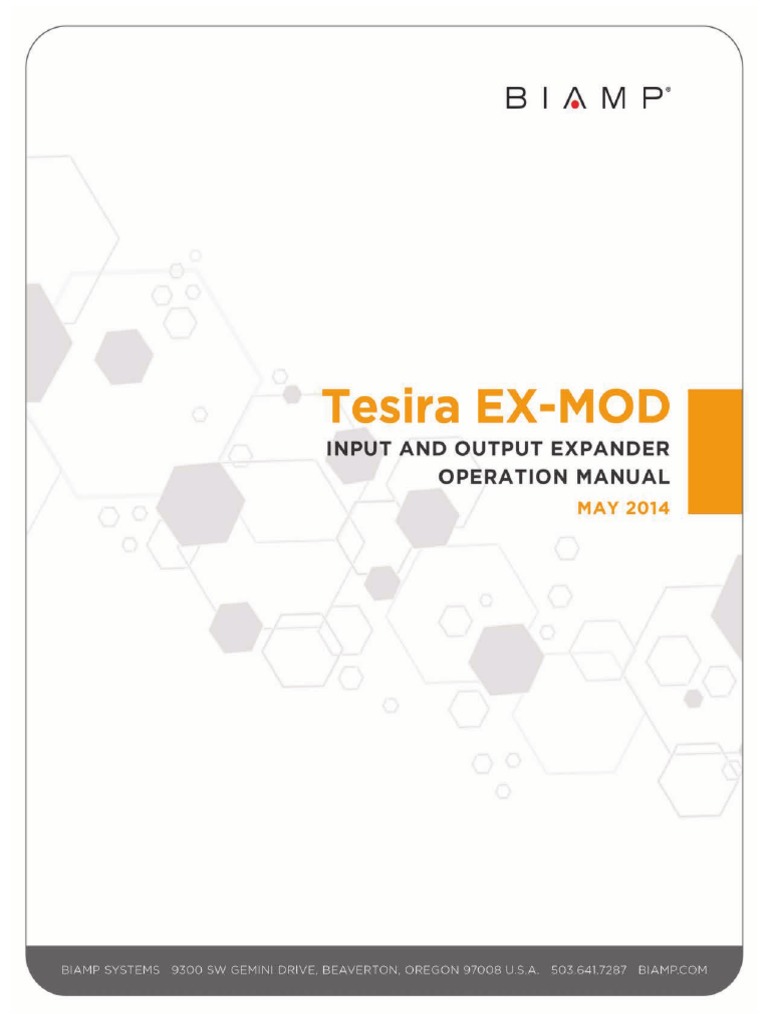 Tesira Ex-Mod Manual May14-1 | PDF | Electrical Connector | Microphone