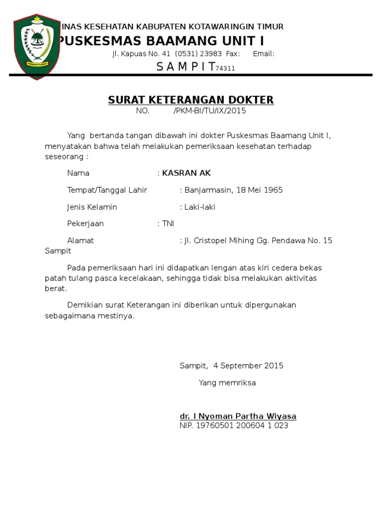 Surat Keterangan Cedera