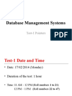 Database Management Systems: Test-1 Pointers