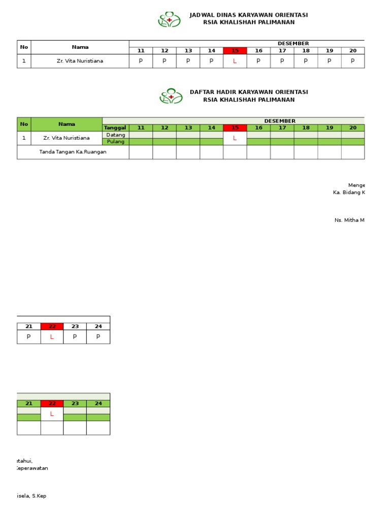 Format Daftar Hadir Karyawan ORIENTASI Format Daftar Hadir Karyawan ORIENTASI