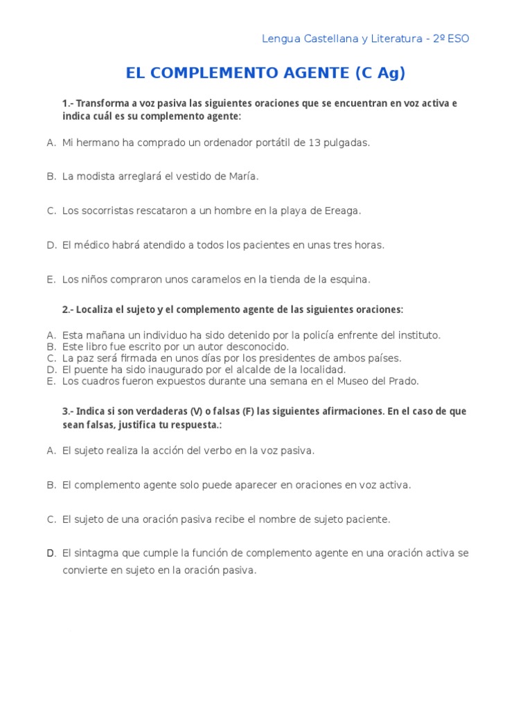 Complement o Agente | PDF