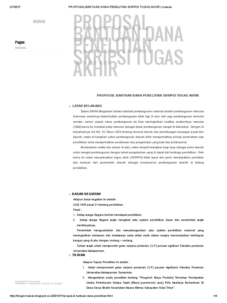 Proposal Bantuan Dana Penelitian Skripsi Tugas Akhir _ Mawan