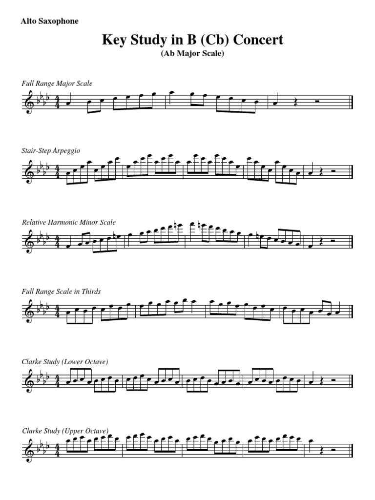 Alto Saxophone Key Studies Gamme Musicale Saxophone