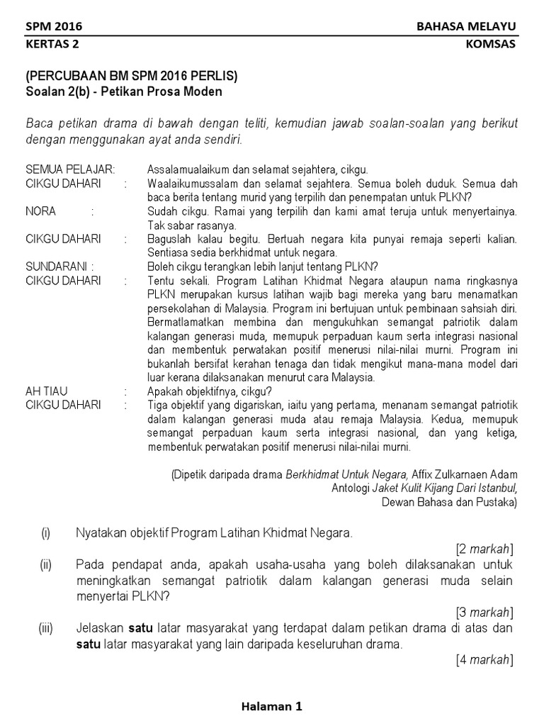 Koleksi Soalan Komsas 2 B Percubaan Spm 2016 Se Malaysia Pdf