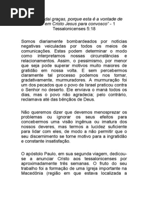 Em Tudo Dai Graças Apóstolo Paulo Santo