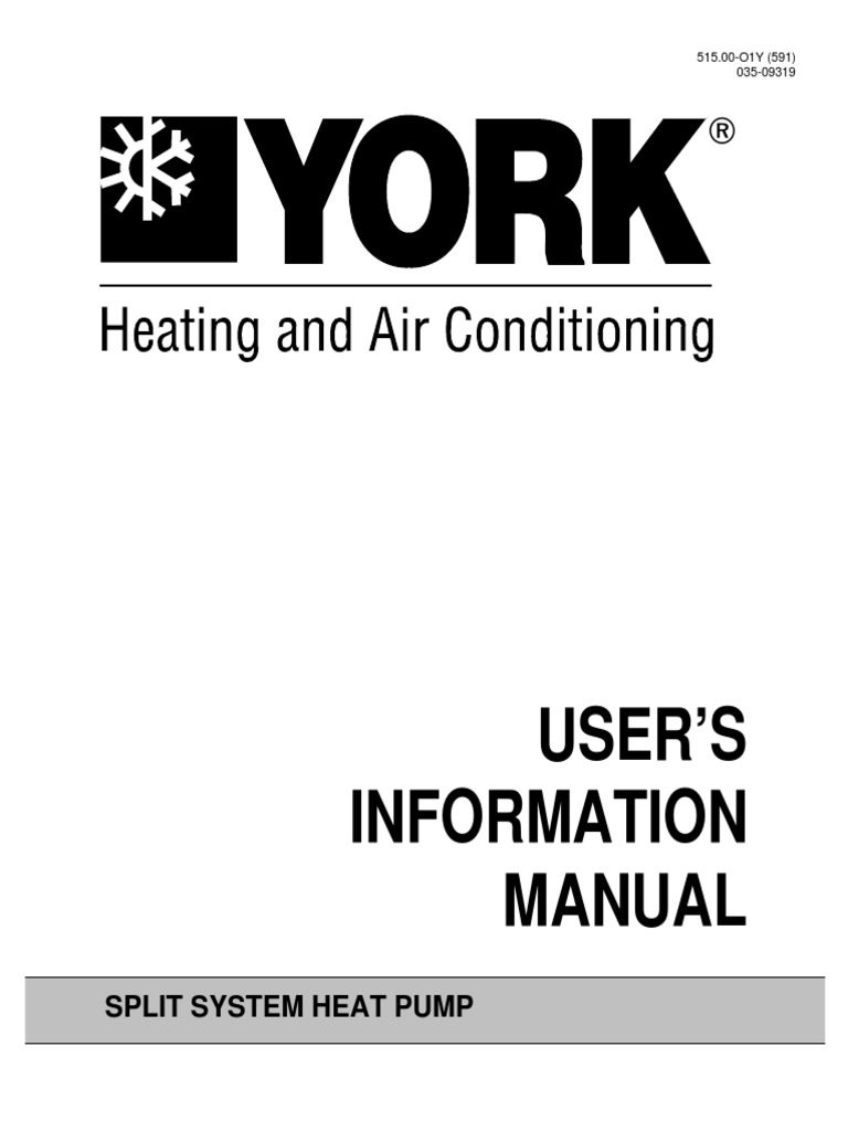 York User Manual E1re | PDF | Thermostat | Air Conditioning
