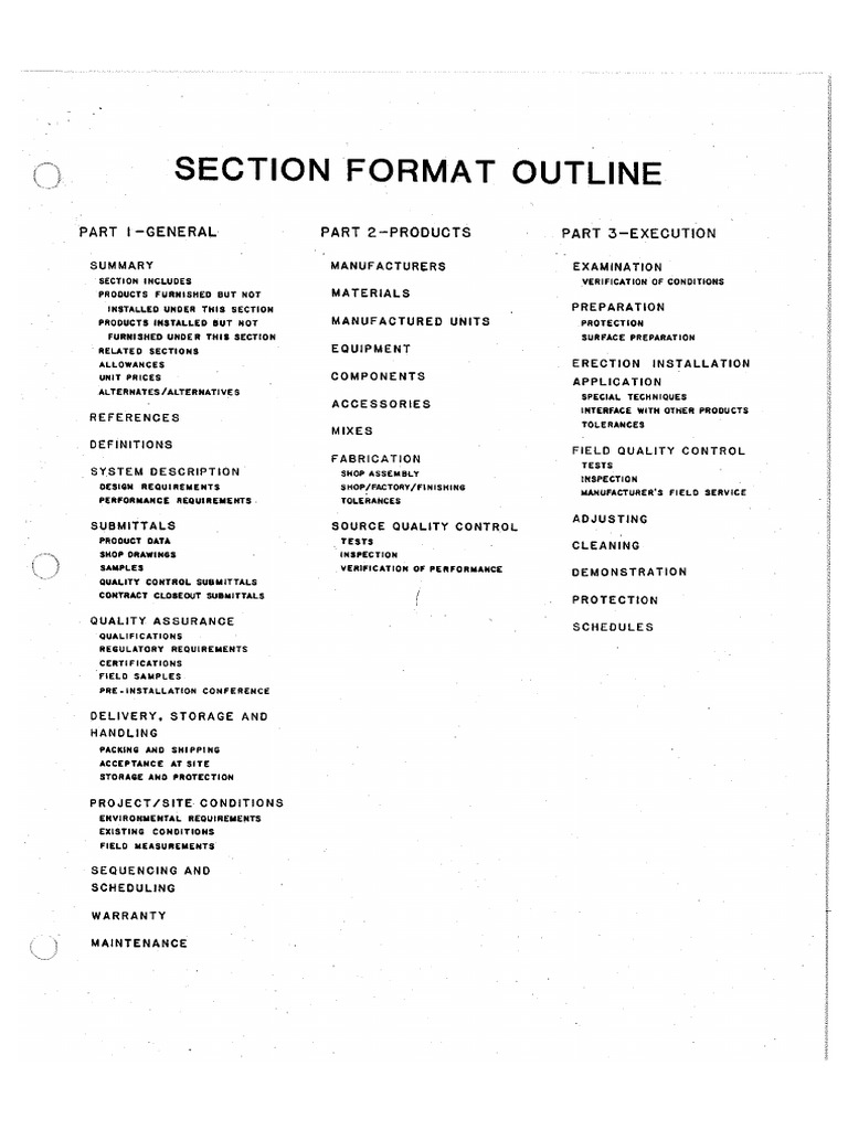 CSI Section Format Outline | PDF
