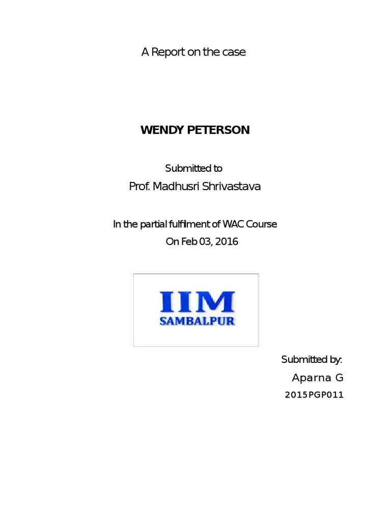 11 Aparna WAC Report Peterson | PDF | Business