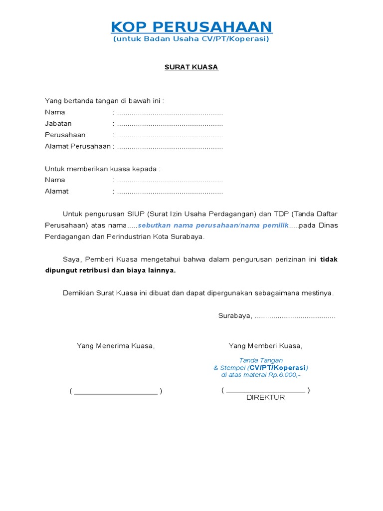 Surat Kuasa Pdf