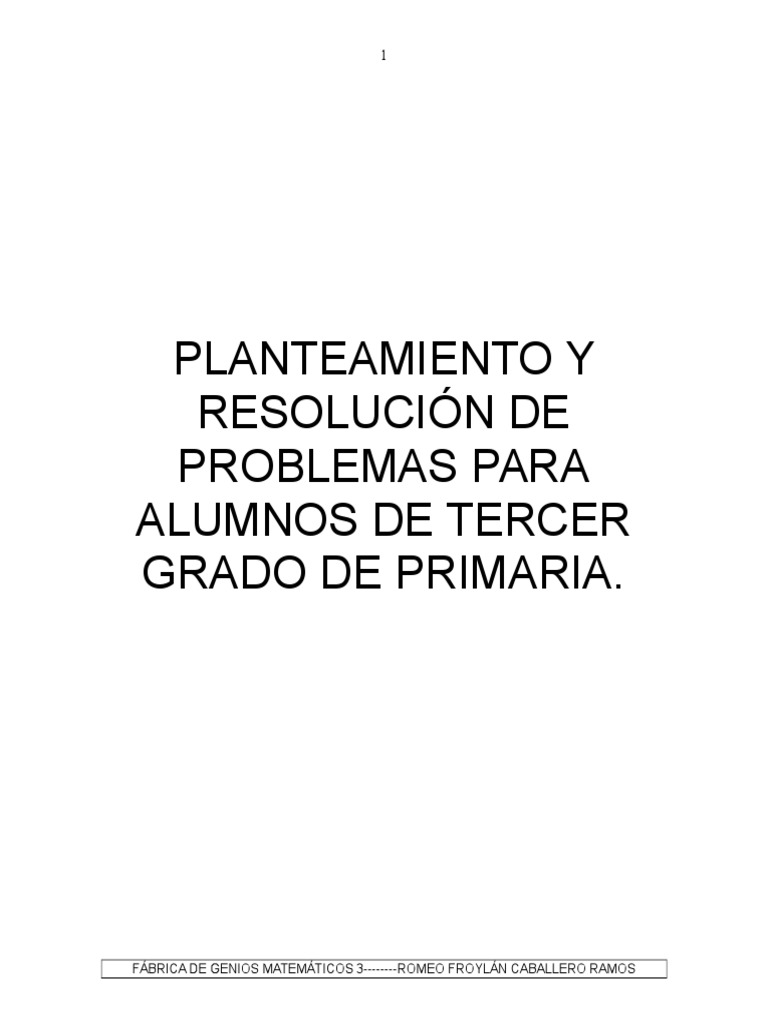 Problemas Matemáticos para Tercer Grado | PDF | Science | Enseñanza de ...