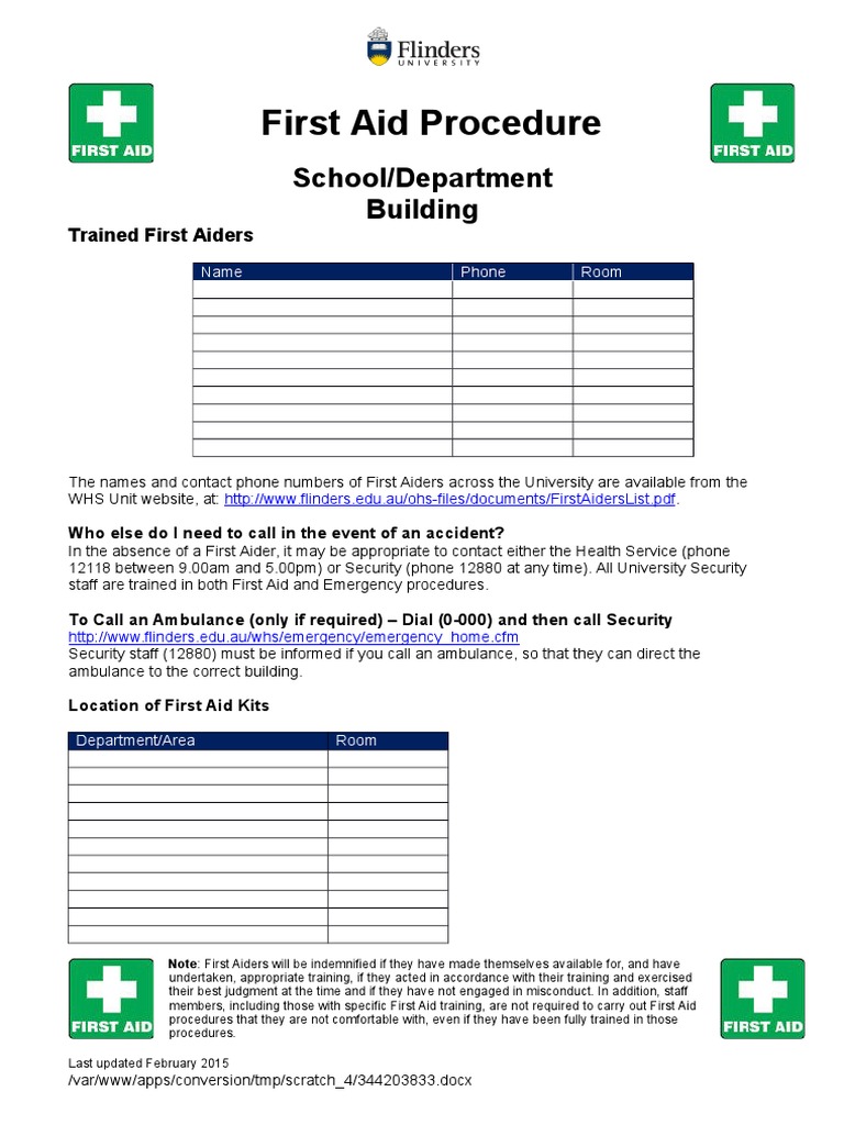 First Aid Procedure Template PDF
