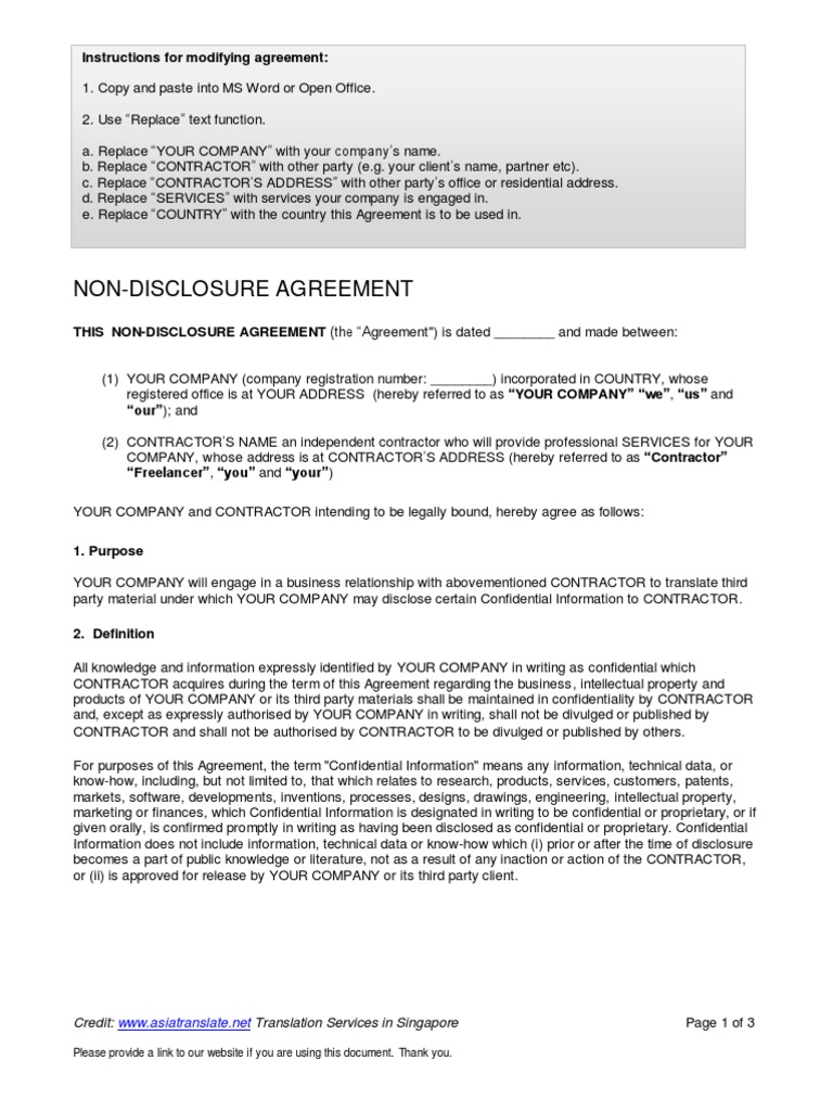 Non Disclosure Agreement (NDA) - CUSTOMIZE IN 10 MINS! | PDF | Non ...