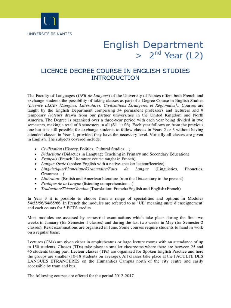 LICENCE LLCER 2 Spécialité Anglais PDF Emily Brontë Wuthering Heights