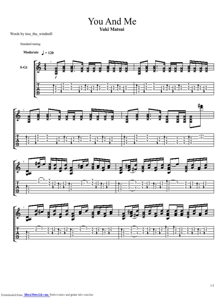 You and Me Guitar Tab by Yuki Matsui | PDF | Technology & Engineering