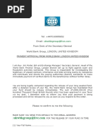 Tel: +447010995652 Email: From Desk of The Secretary-General World Bank Group, London, United Kingdom Payment Approval From World Bank London United Kingdom