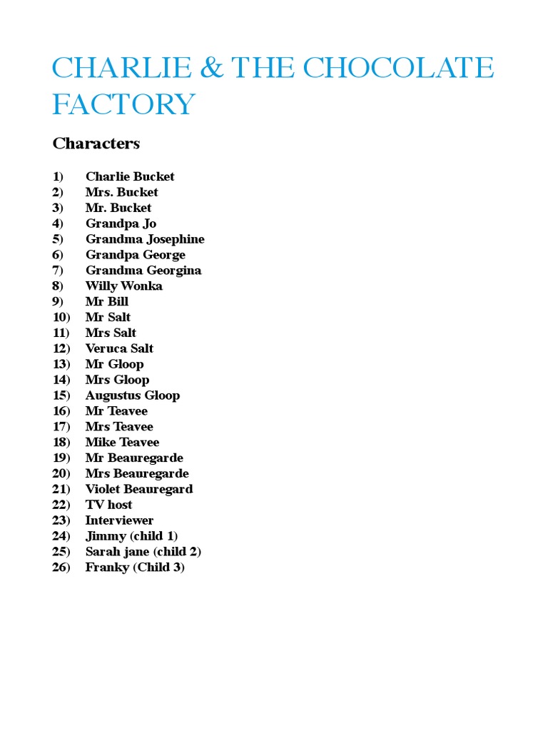 charlie and the chocolate factory script Foods Leisure