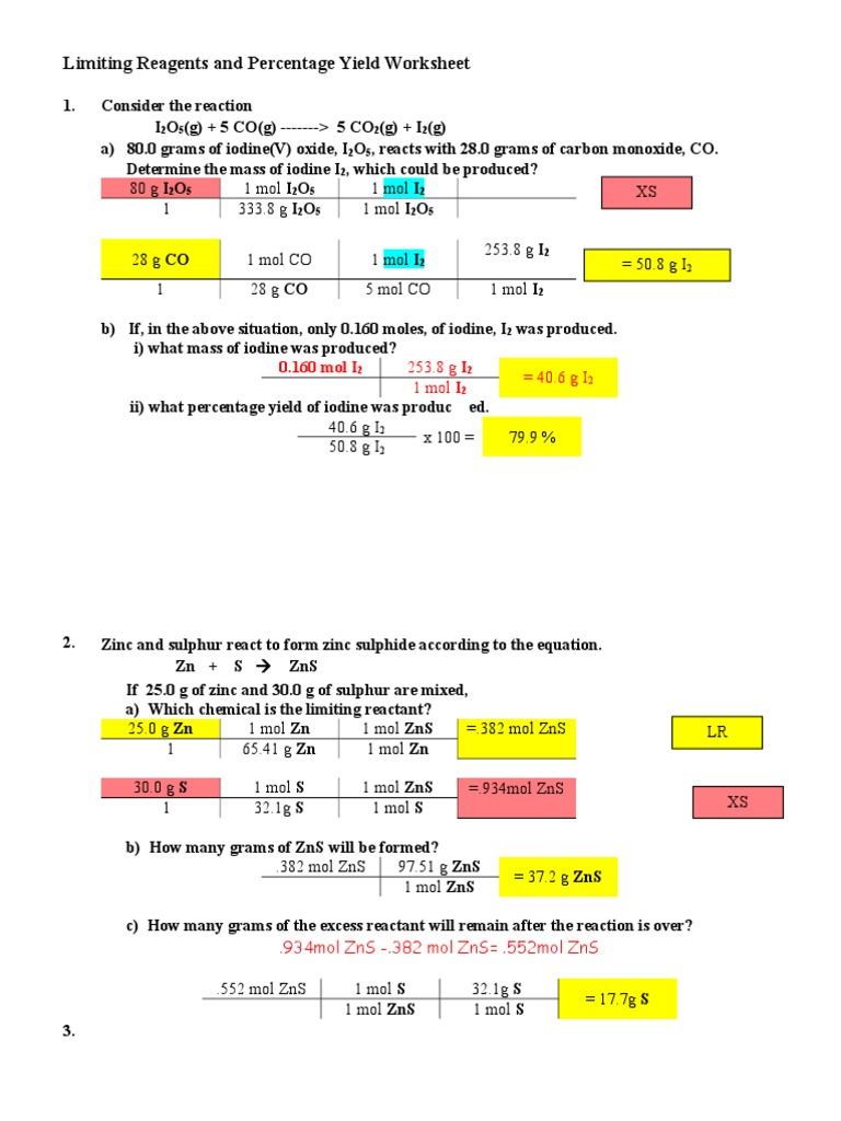 limiting-reagents-and-percentage-yield-worksheet-answers-doc-mole-unit-zinc