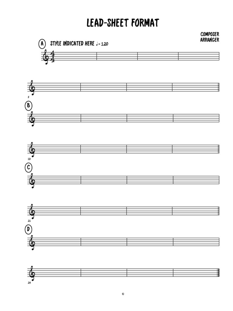 LeadSheet Format Style Indicated Here A PDF