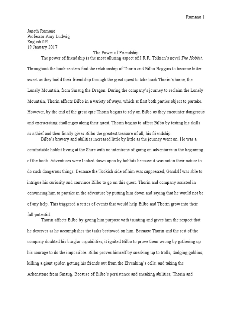 the hobbit 5 paragraph essay