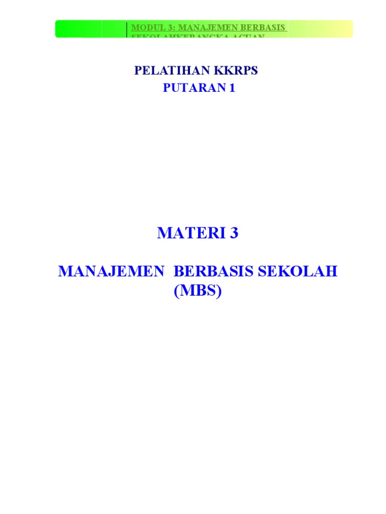 Manajemen Berbasis Sekolah | PDF