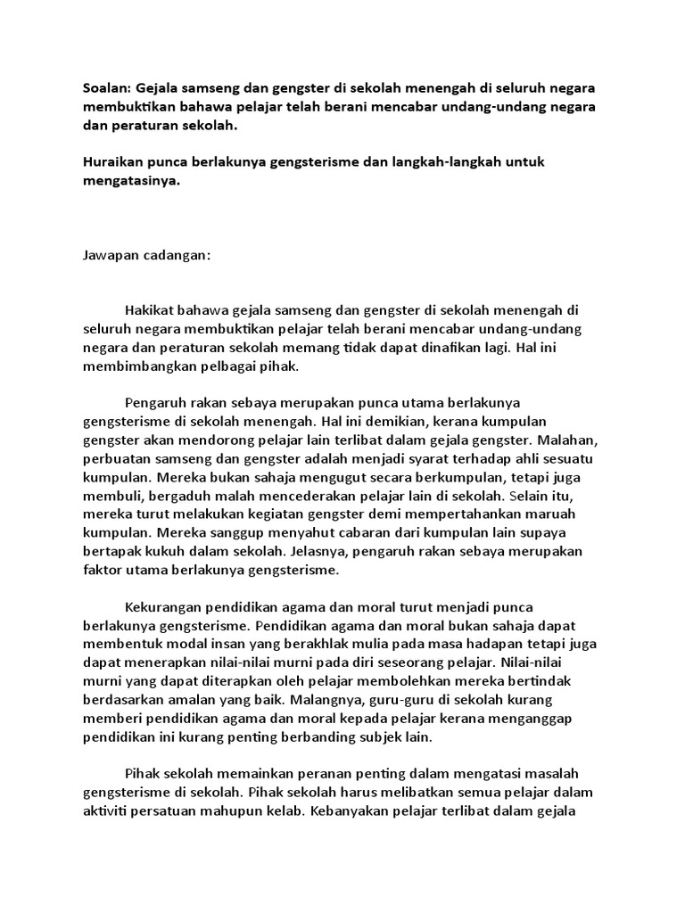 Langkah Mengatasi Gangsterisme