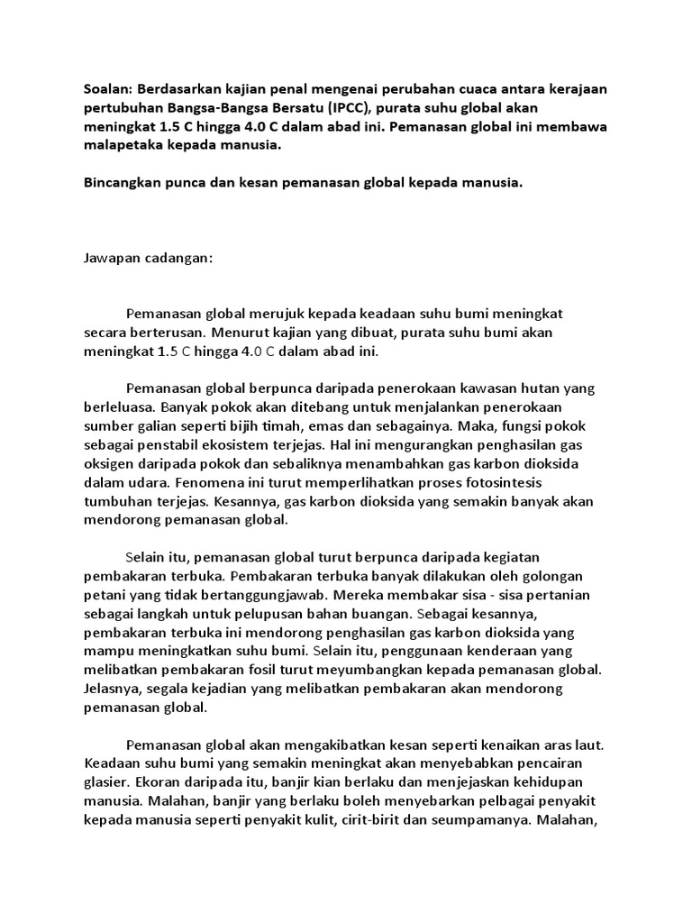 Punca Dan Kesan Pemanasan Global Kepada Manusia Pdf