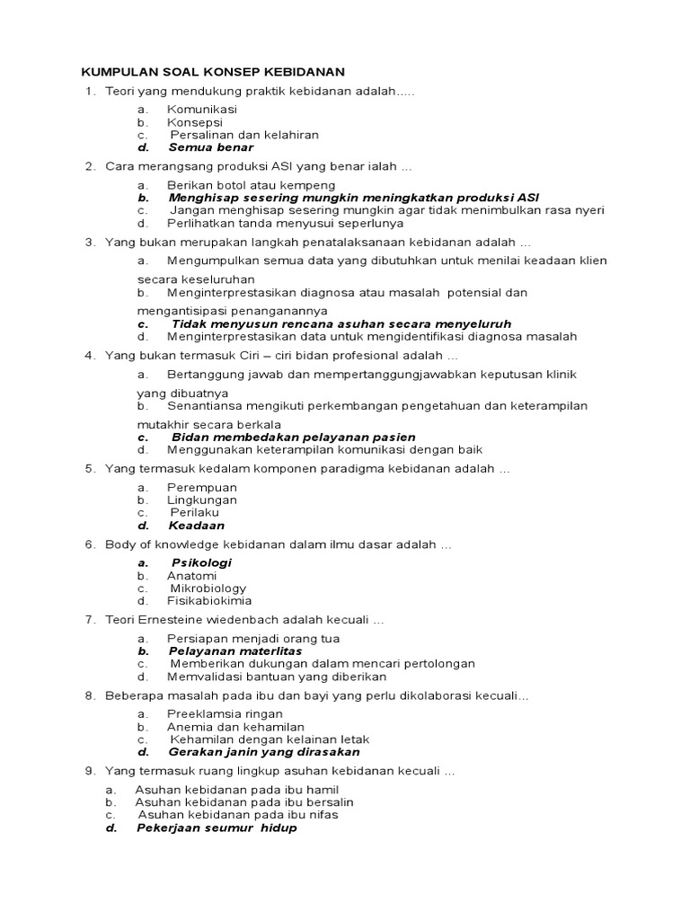 KUMPULAN SOAL KONSEP KEBIDANAN.docx