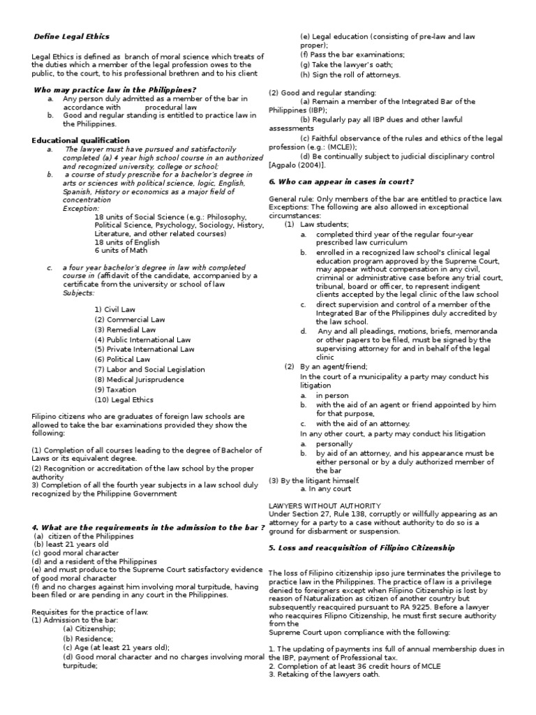 Educational Qualification Define Legal Ethics PDF Legal Education